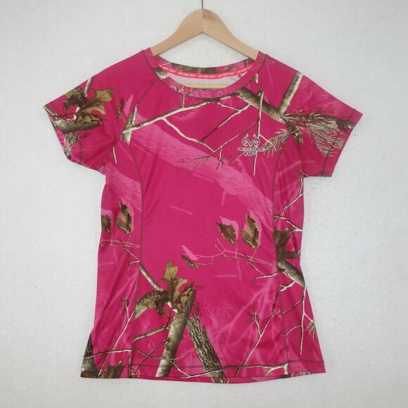 Realtree DriMore Tech Pink Camo Short Sleeve T-Shirt Tee Women's Small 4/6 - Picture 1 of 5